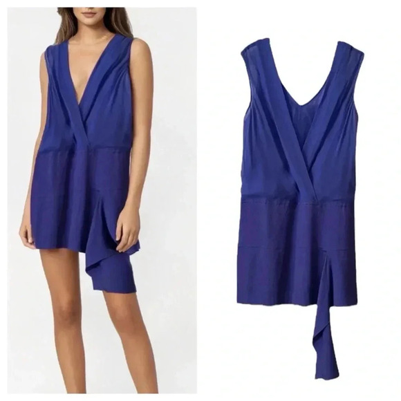 TRACY REESE Anthropologie Blue Sleeveless Silk Chiffon Shift Dress sz S - Picture 1 of 10